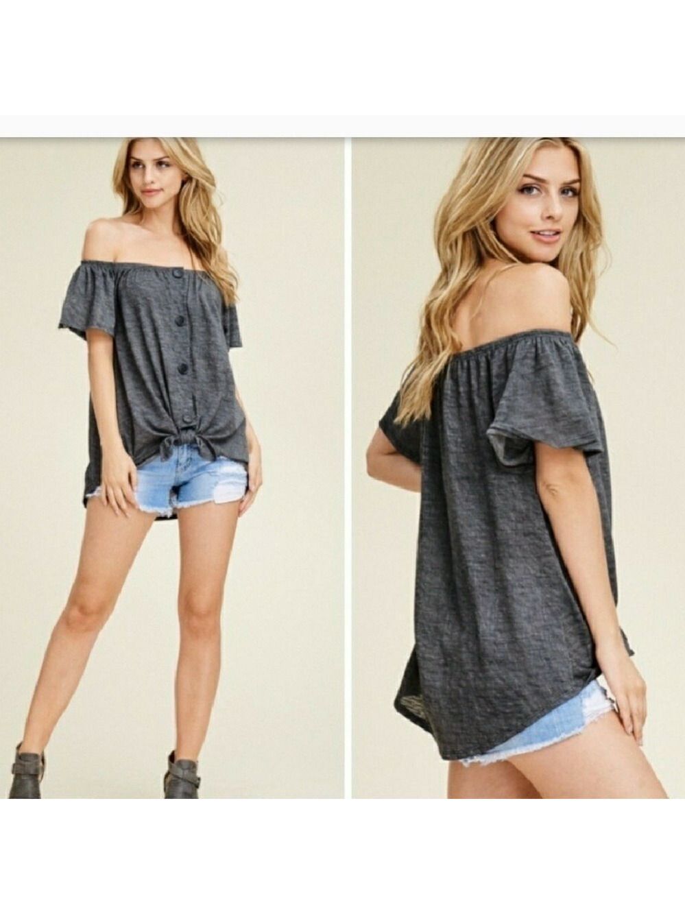 NIB off the shoulder button down ladies knit top.